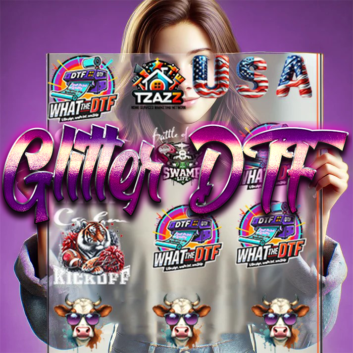 Custom Glitter DTF Gang Sheets Uploader – Sparkling Transfers for Apparel in Houston & Across the USA
